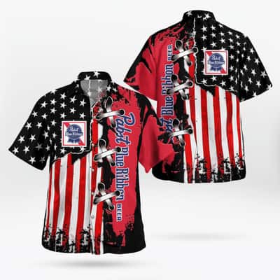 Pabst Blue Ribbon Beer Hawaiian Shirt US Flag Independence Day 4th Of July Pabst Blue Ribbon Beer Hawaiian Shirt US Flag Independence Day 4th Of July