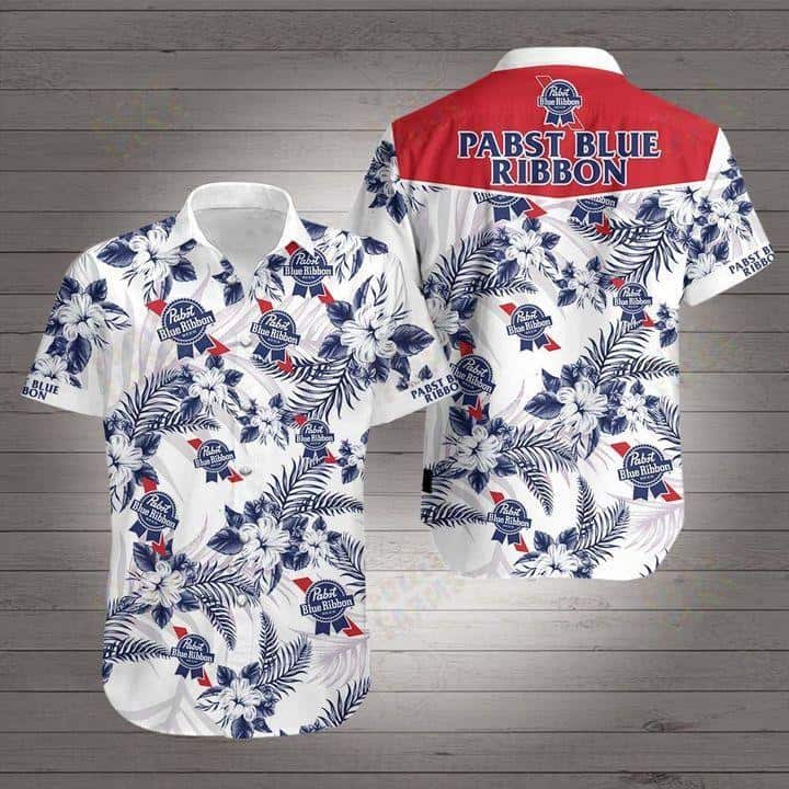 White Aloha Pabst Blue Ribbon Hawaiian Shirt Beer Lovers Gift