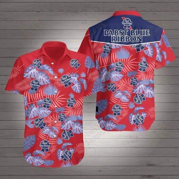 Pabst Blue Ribbon Hawaiian Shirt Tropical Pattern Trendy Summer Gift