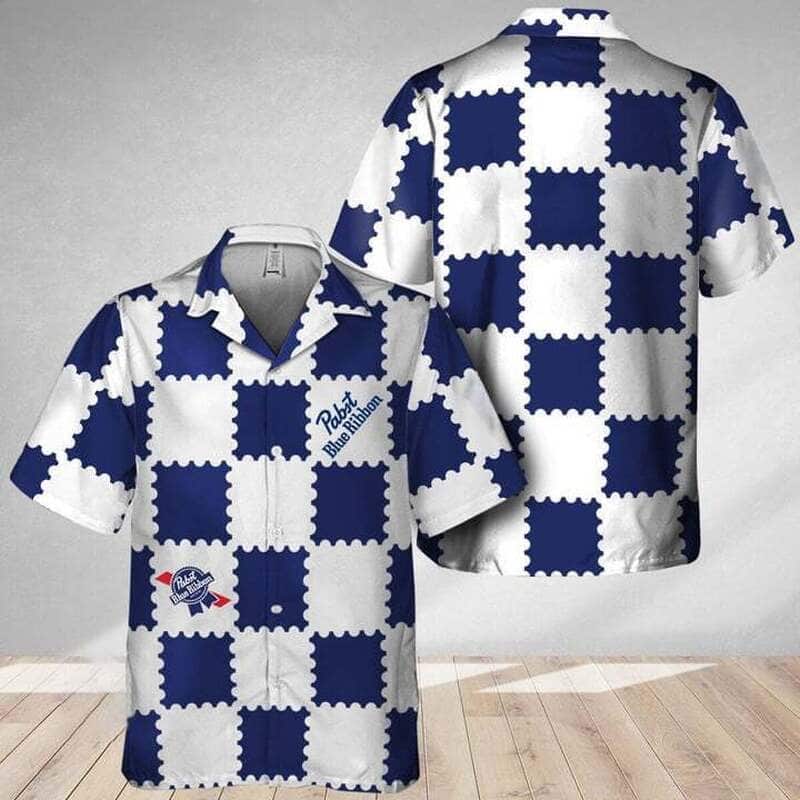 Trendy Gingham Pabst Blue Ribbon Hawaiian Shirt Beach Lovers Gift Trendy Gingham Pabst Blue Ribbon Hawaiian Shirt Beach Lovers Gift