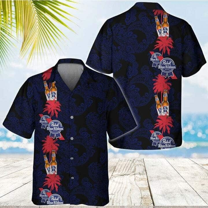 Pabst Blue Ribbon Beer Hawaiian Shirt Practical Beach Gift