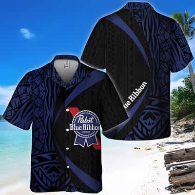 Pabst Blue Ribbon Beer Hawaiian Shirt Samoan Pattern Summer Beach Gift Pabst Blue Ribbon Beer Hawaiian Shirt Samoan Pattern Summer Beach Gift