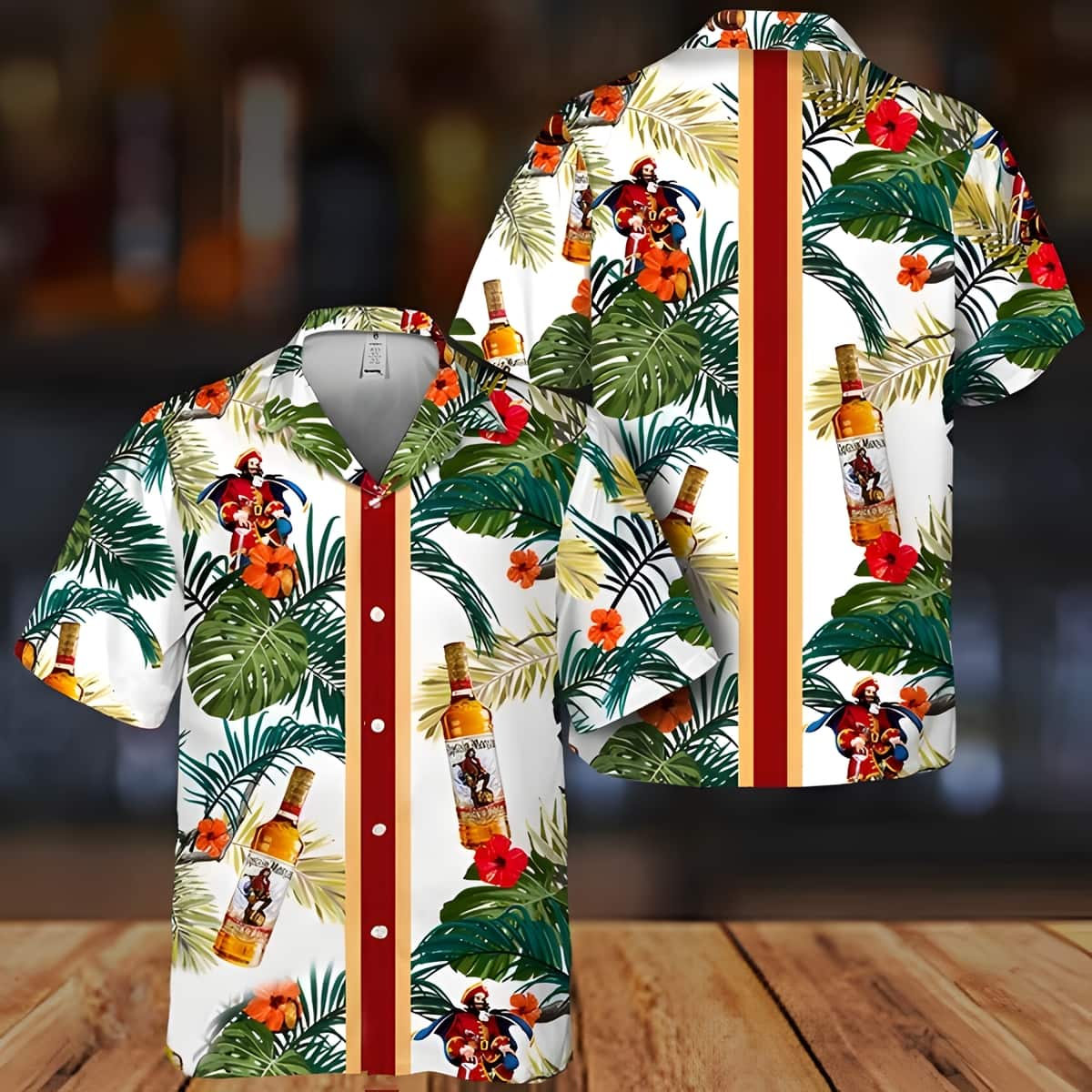 Captain Morgan Hawaiian Shirt Palm Leaves Pattern Summer Beach Gift