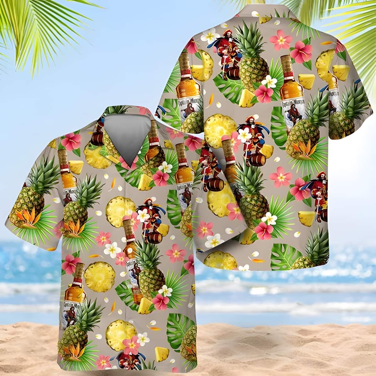 Captain Morgan Hawaiian Shirt Pineapple Pattern Summer Holiday Gift