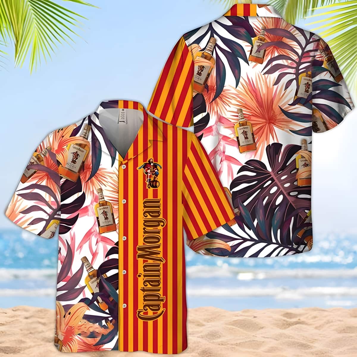 Captain Morgan Hawaiian Shirt Tropical Foliage Plants Beach Gift For Friend