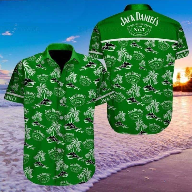 Green Aloha Jack Daniels Hawaiian Shirt Island Pattern Beach Gift For Dad