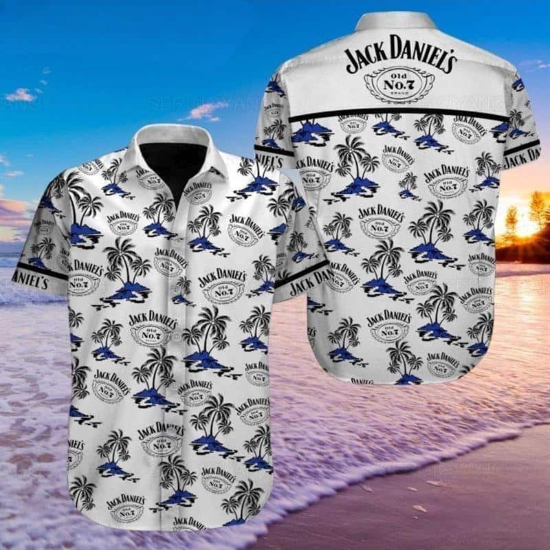 Island Pattern Jack Daniels Hawaiian Shirt Beach Gift For Whiskey Drinkers