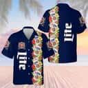 Blue Tropical Flowers Miller Lite Hawaiian Shirt Beer Lovers Gift Blue Tropical Flowers Miller Lite Hawaiian Shirt Beer Lovers Gift