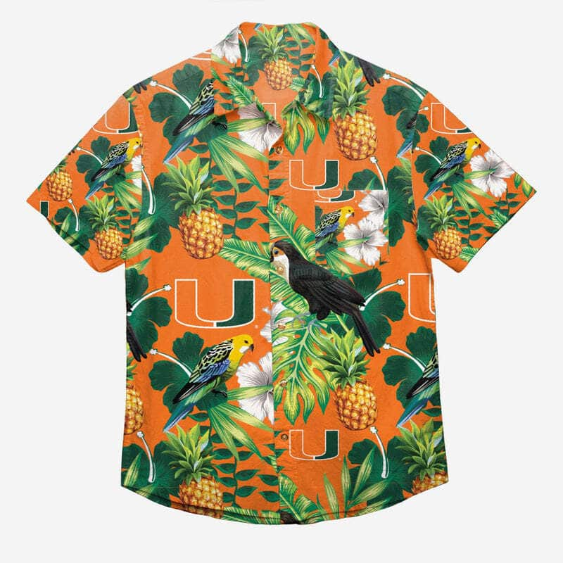 Miami Hurricanes Hawaiian Shirt Tropical Pattern Practical Beach Gift