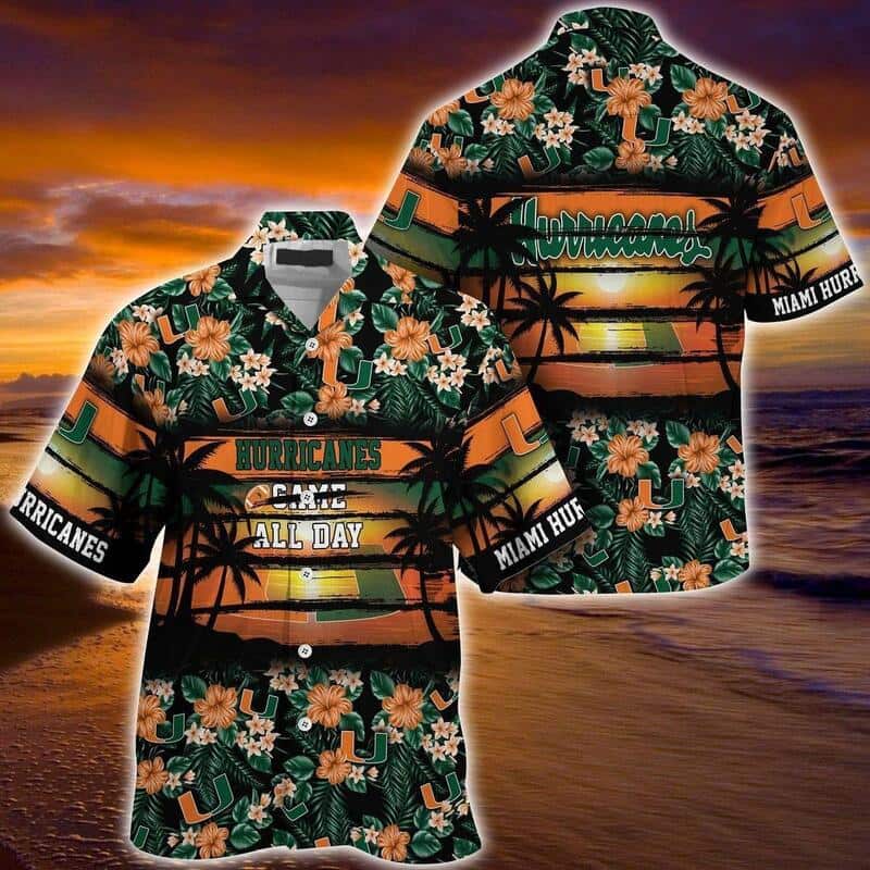 Miami Hurricanes Hawaiian Shirt Tropical Flower Pattern All Over Print Miami Hurricanes Hawaiian Shirt Tropical Flower Pattern All Over Print