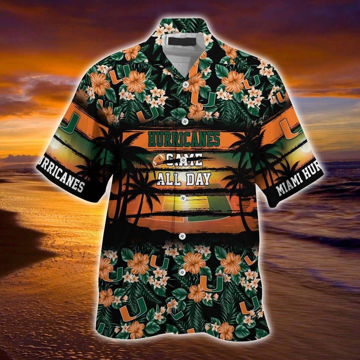 Miami Hurricanes Hawaiian Shirt Tropical Flower Pattern All Over Print Miami Hurricanes Hawaiian Shirt Tropical Flower Pattern All Over Print