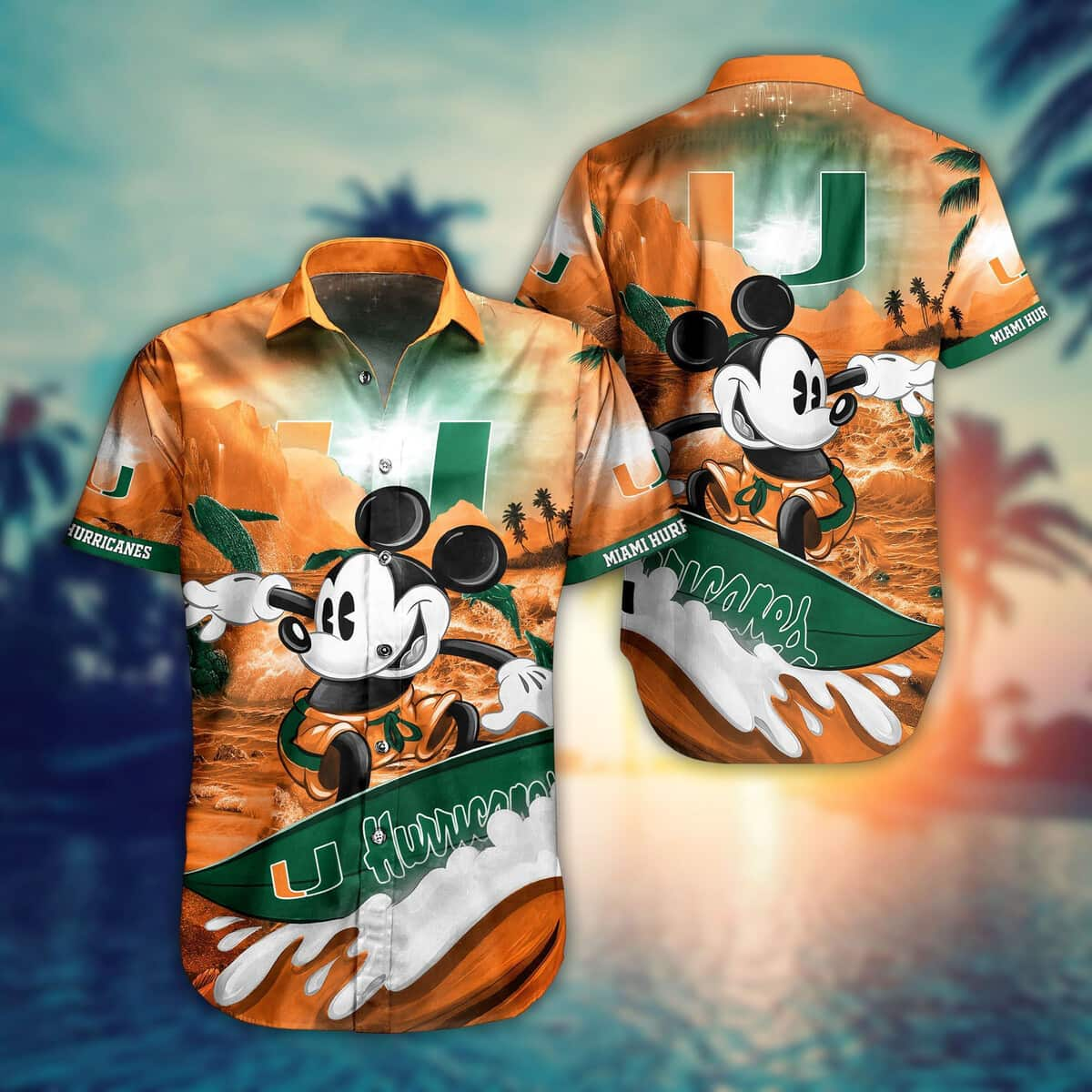 Mickey Mouse Disney Miami Hurricanes Hawaiian Shirt