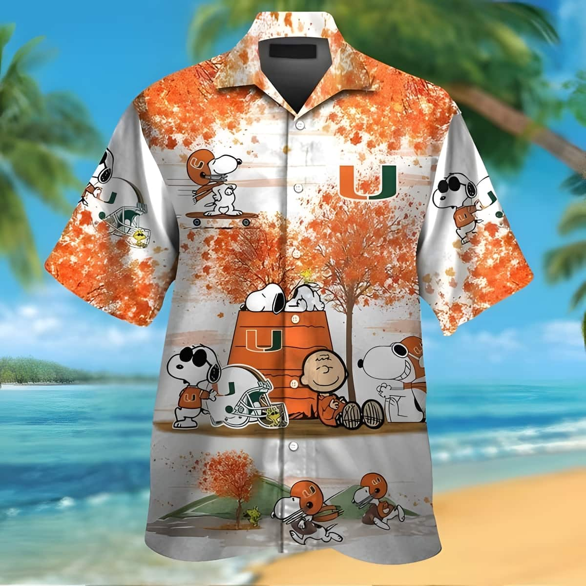 Miami Hurricanes Hawaiian Shirt Autumn Tree The Peanuts Snoopy