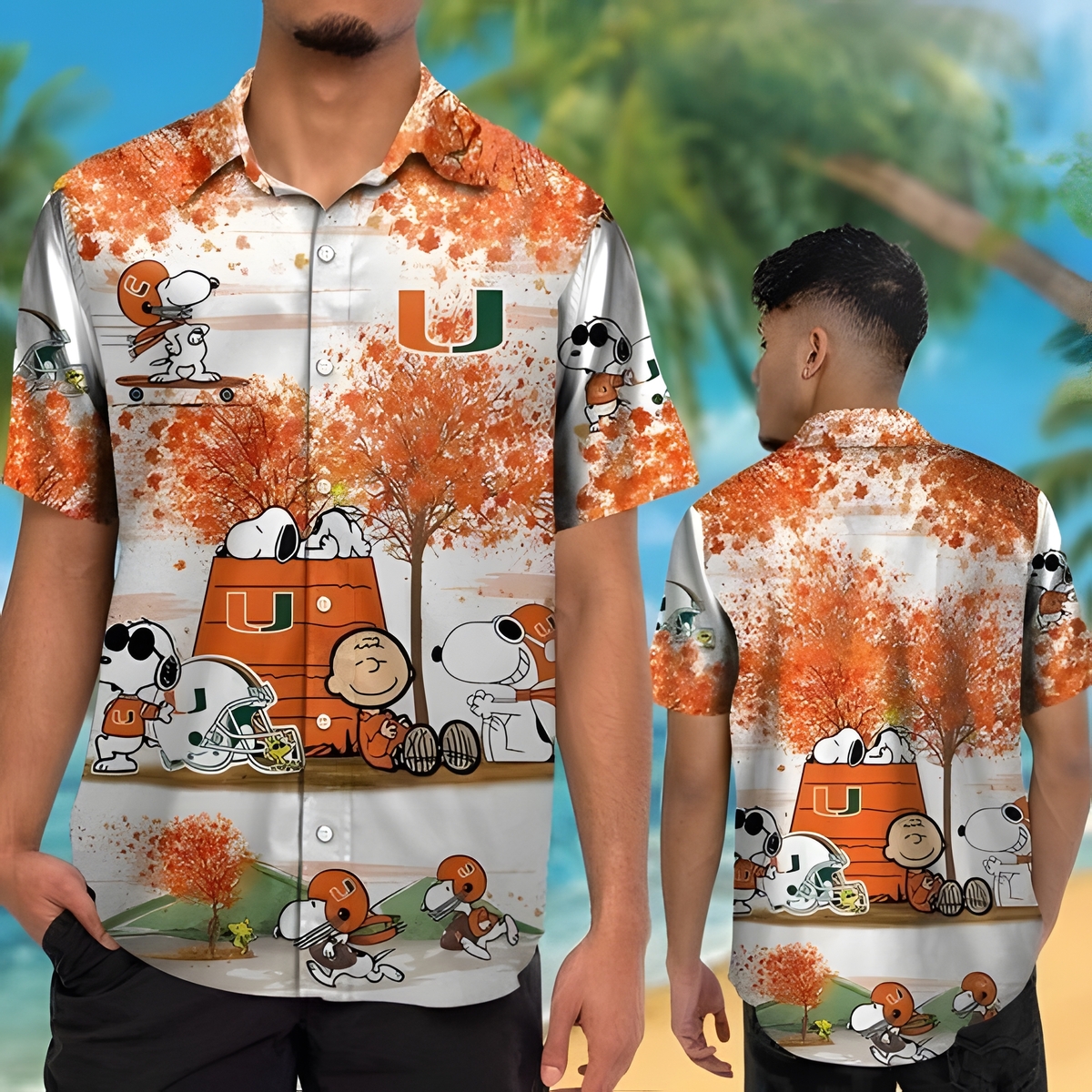 Miami Hurricanes Hawaiian Shirt Autumn Tree The Peanuts Snoopy Miami Hurricanes Hawaiian Shirt Autumn Tree The Peanuts Snoopy