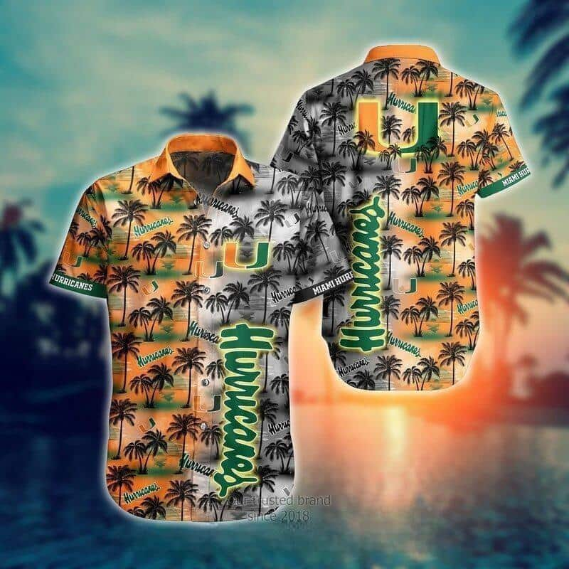 NCAA Miami Hurricanes Hawaiian Shirt Coconut Tree Pattern