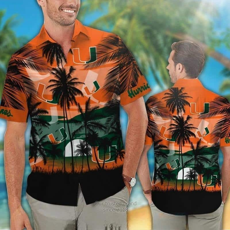 Miami Hurricanes Hawaiian Shirt Coconut Tree Summer Gift For Friend