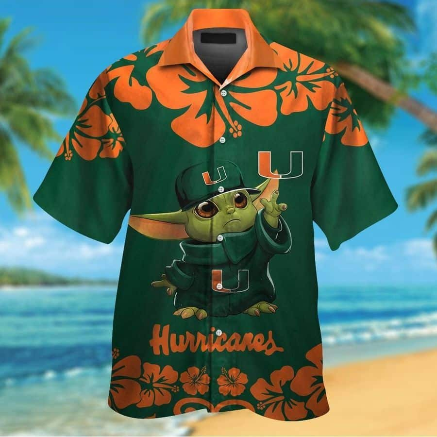 Baby Yoda Star Wars Miami Hurricanes Hawaiian Shirt