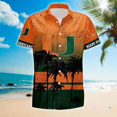 NCAA Miami Hurricanes Hawaiian Shirt Coconut Tree Pattern Trendy Summer Gift NCAA Miami Hurricanes Hawaiian Shirt Coconut Tree Pattern Trendy Summer Gift