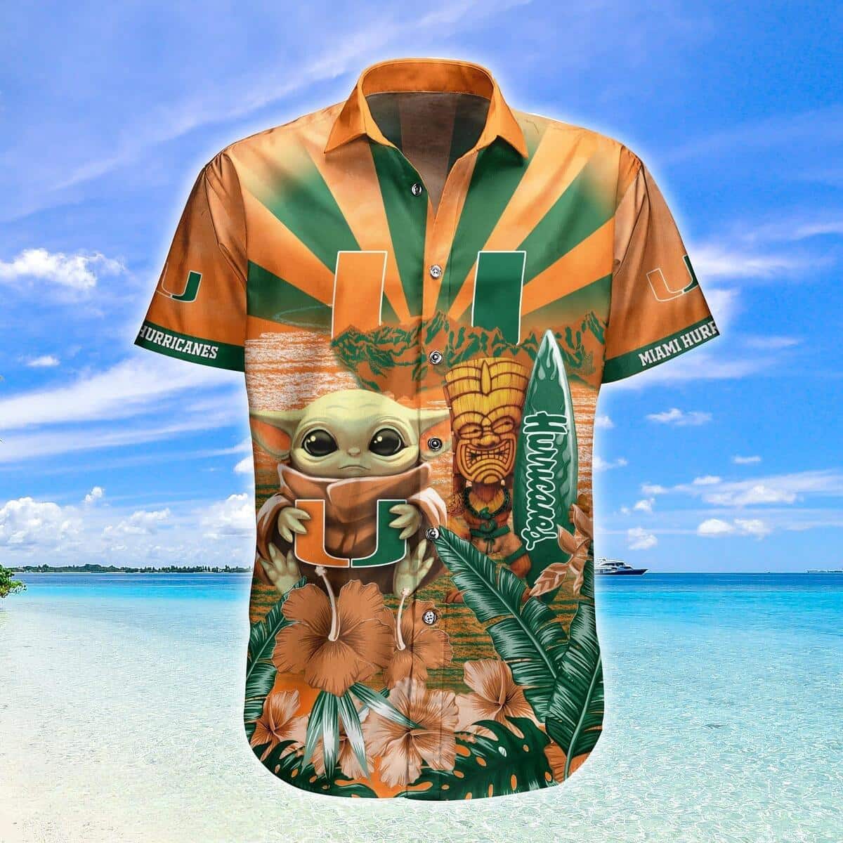 Baby Yoda Star Wars NCAA Miami Hurricanes Hawaiian Shirt Baby Yoda Star Wars NCAA Miami Hurricanes Hawaiian Shirt
