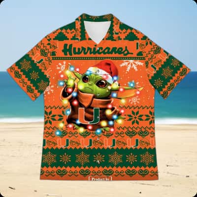 Miami Hurricanes Hawaiian Shirt Baby Yoda Star Wars Beach Vacation Gift Miami Hurricanes Hawaiian Shirt Baby Yoda Star Wars Beach Vacation Gift