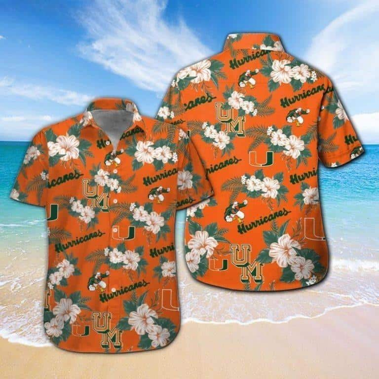 Miami Hurricanes Hawaiian Shirt Tropical Flower Pattern Trendy Summer Gift