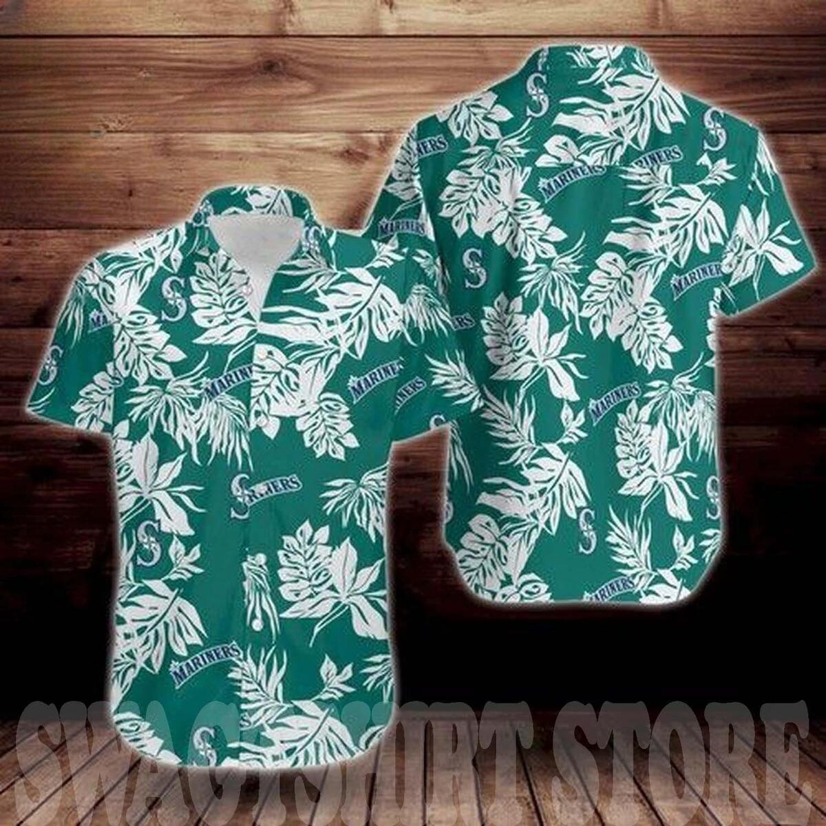 Seattle Mariners Hawaiian Shirt Tropical Leaf Beach Vacation Gift