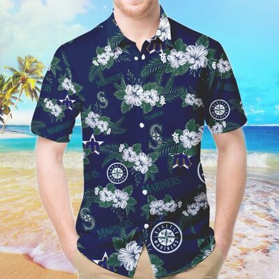 Seattle Mariners Hawaiian Shirt Tropical Flower Pattern All Over Print Seattle Mariners Hawaiian Shirt Tropical Flower Pattern All Over Print