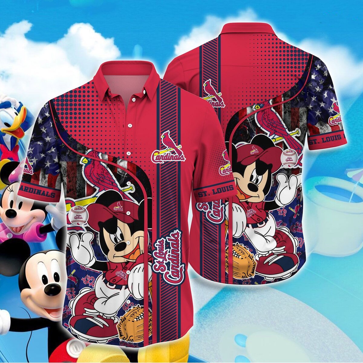 Disney Mickey Mouse St. Louis Cardinals Hawaiian Shirt