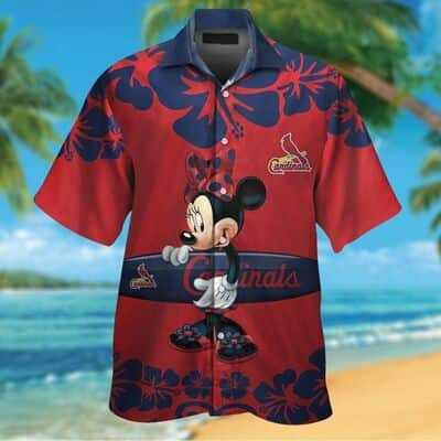 Disney Minnie Mouse St. Louis Cardinals Hawaiian Shirt Beach Gift For Baseball Fans Disney Minnie Mouse St. Louis Cardinals Hawaiian Shirt Beach Gift For Baseball Fans