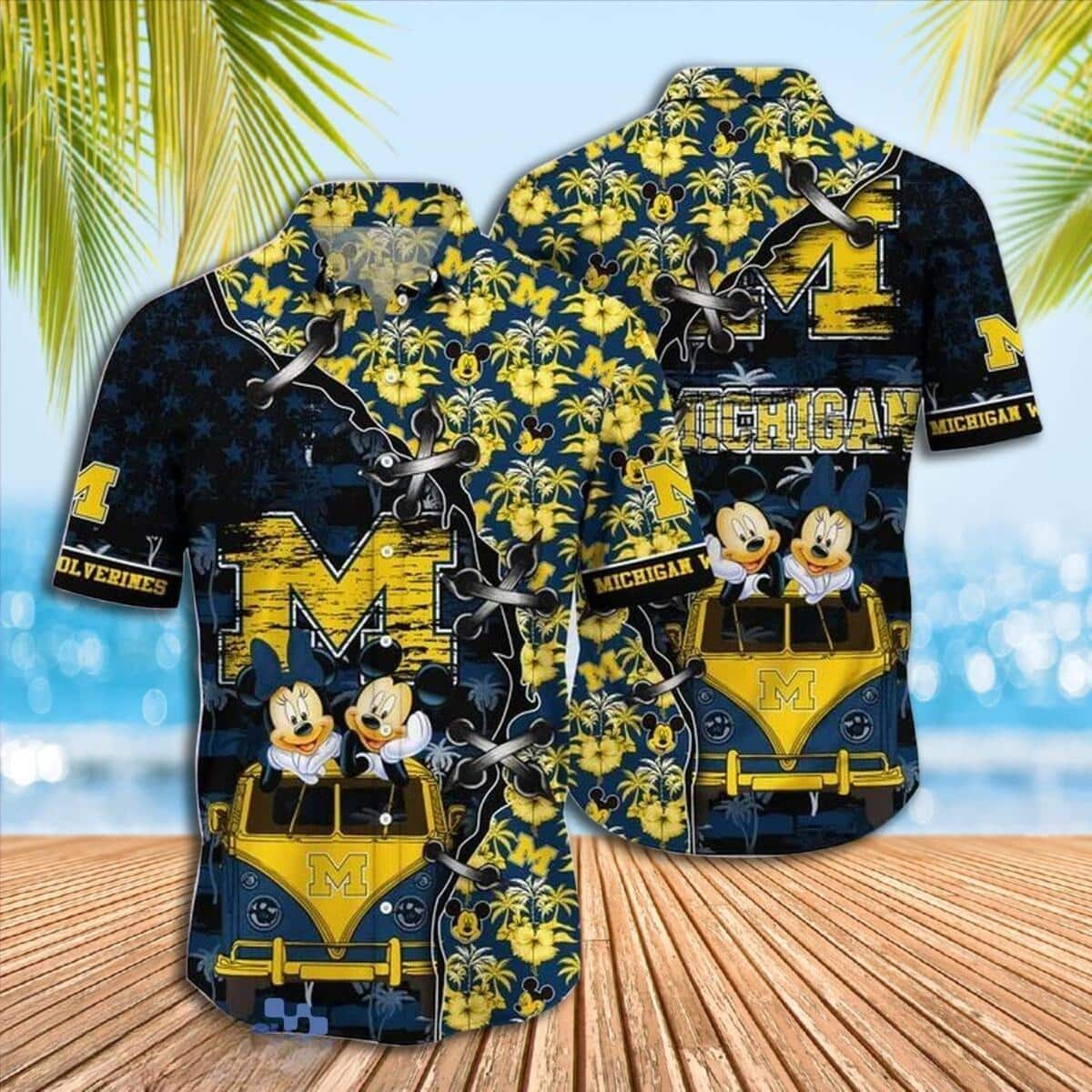 Disney Mickey Mouse Michigan Wolverines Hawaiian Shirt