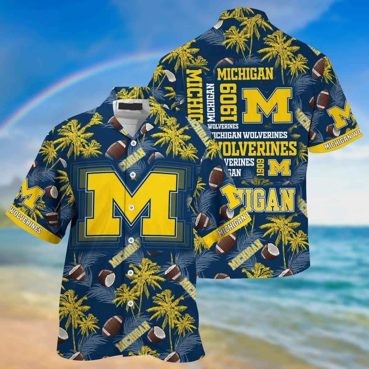 Michigan Wolverines Hawaiian Shirt Summer Beach Gift Michigan Wolverines Hawaiian Shirt Summer Beach Gift