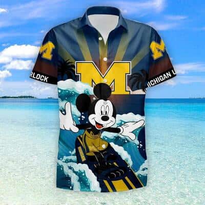 Cool Disney Mickey Mouse Michigan Wolverines Hawaiian Shirt For Summer Lovers Cool Disney Mickey Mouse Michigan Wolverines Hawaiian Shirt For Summer Lovers