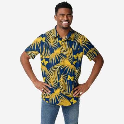 Michigan Wolverines Hawaiian Shirt Palm Leaves Pattern Michigan Wolverines Hawaiian Shirt Palm Leaves Pattern