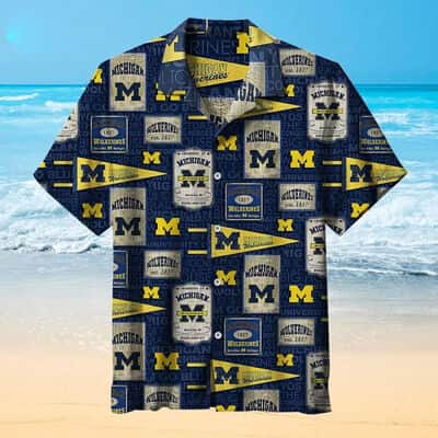 Michigan Wolverines Hawaiian Shirt Tropical Flower Pattern All Over Print Michigan Wolverines Hawaiian Shirt Tropical Flower Pattern All Over Print