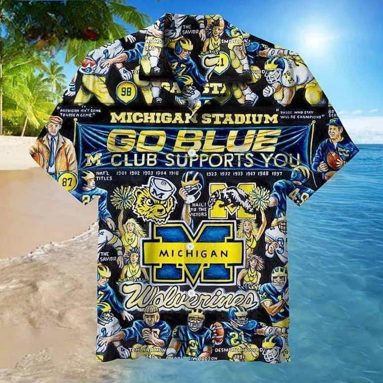 Michigan Wolverines Hawaiian Shirt Go Blue Club Supports You