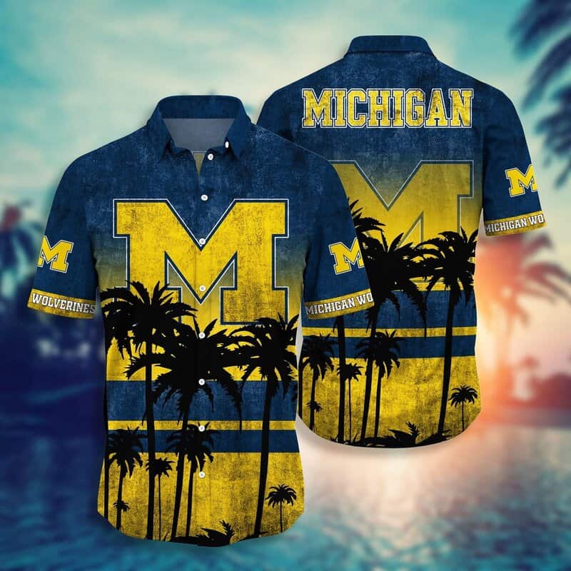 Vintage Michigan Wolverines Hawaiian Shirt Gift For Beach Trip Vintage Michigan Wolverines Hawaiian Shirt Gift For Beach Trip