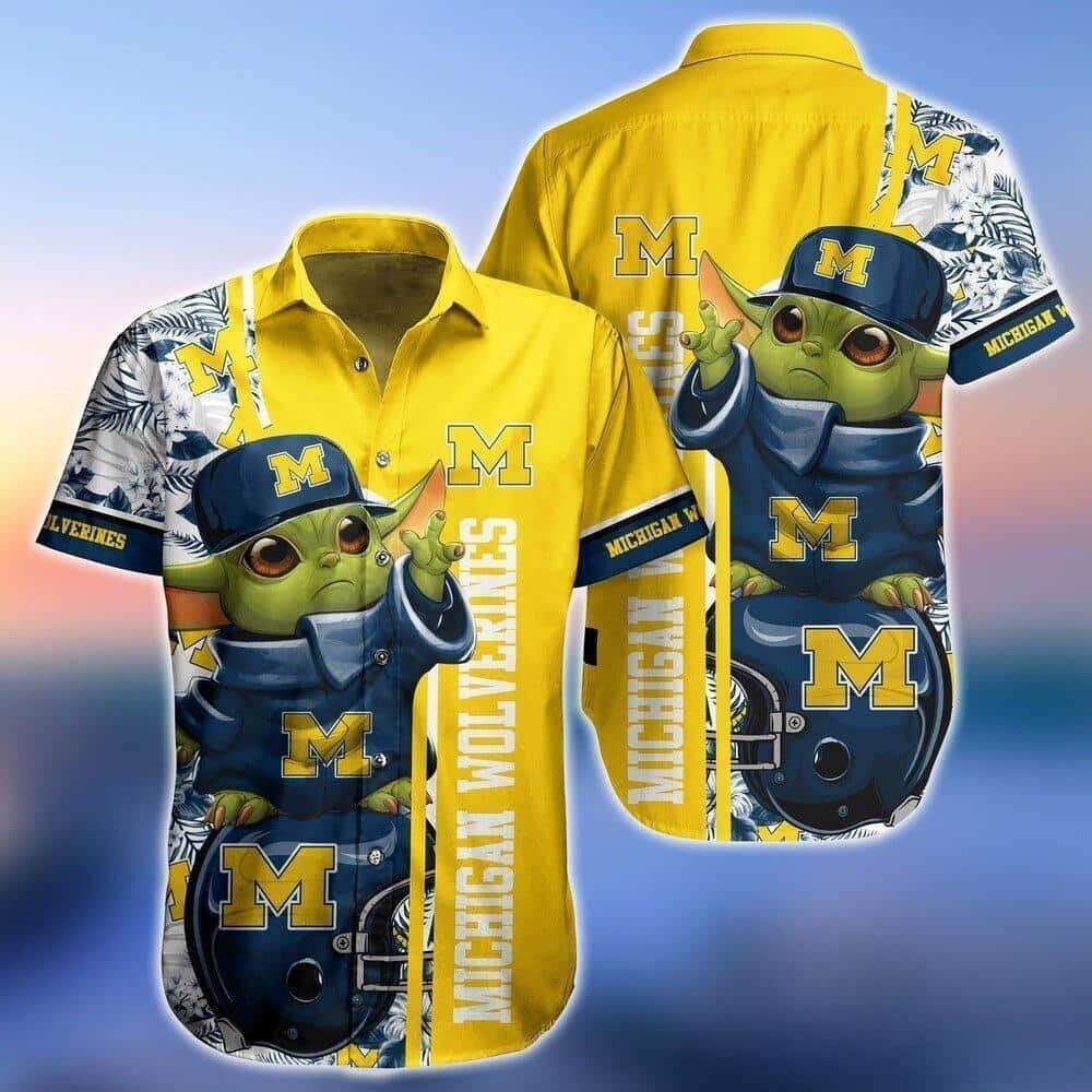 Baby Yoda Star Wars Michigan Wolverines Hawaiian Shirt