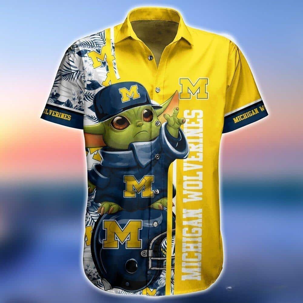 Baby Yoda Star Wars Michigan Wolverines Hawaiian Shirt Baby Yoda Star Wars Michigan Wolverines Hawaiian Shirt