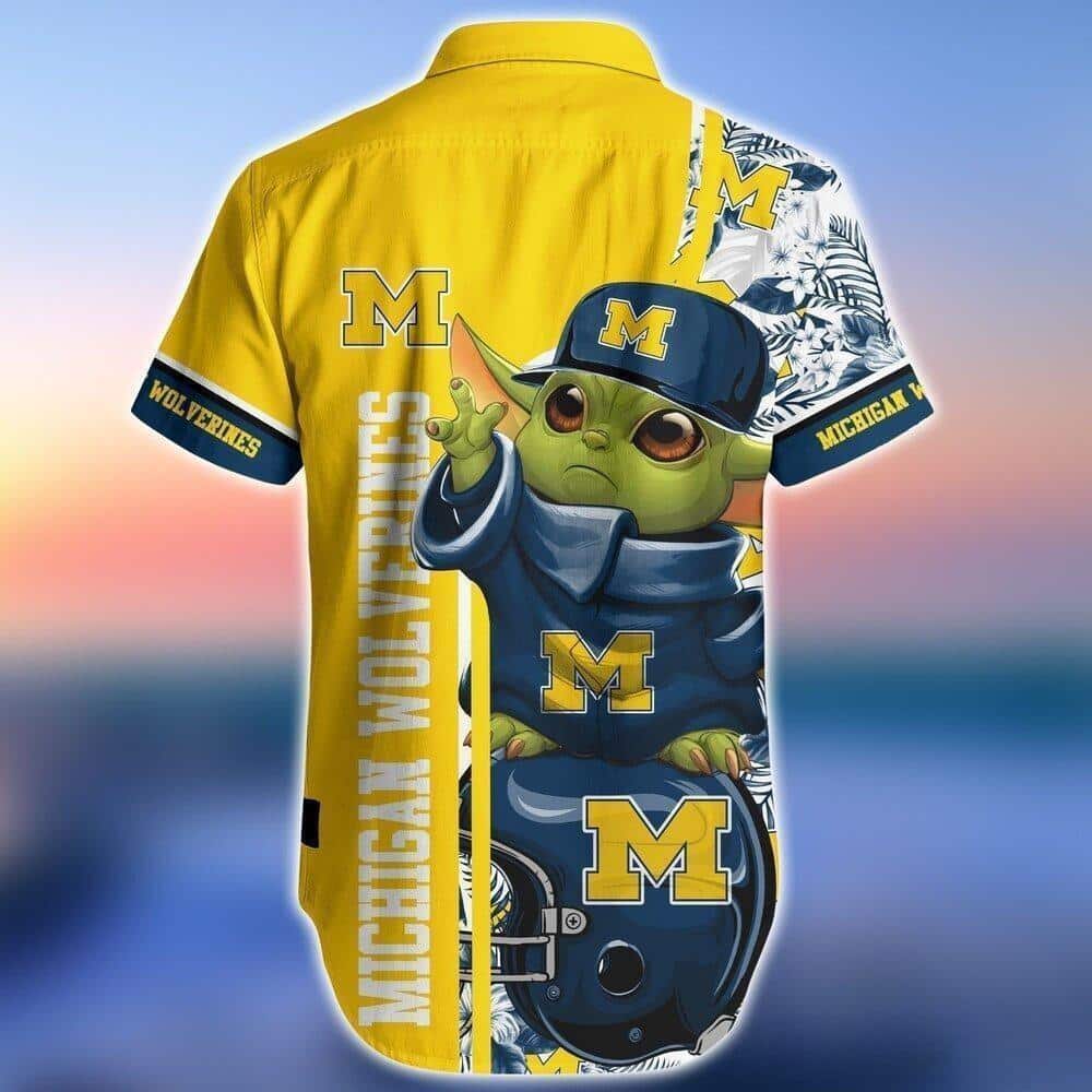 Baby Yoda Star Wars Michigan Wolverines Hawaiian Shirt Baby Yoda Star Wars Michigan Wolverines Hawaiian Shirt