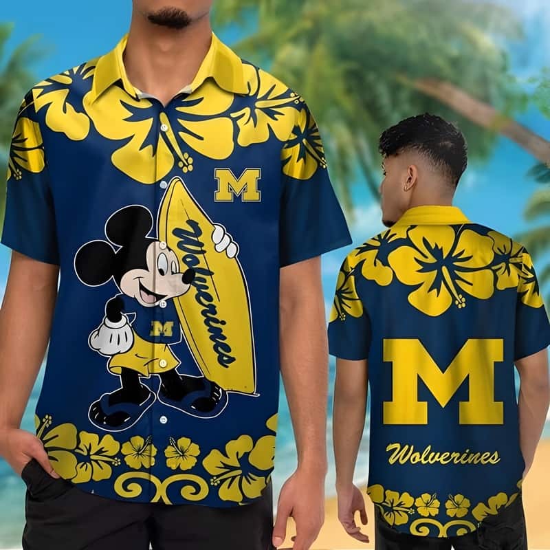 Michigan Wolverines Hawaiian Shirt Disney Mickey Mouse Trendy Summer Gift Michigan Wolverines Hawaiian Shirt Disney Mickey Mouse Trendy Summer Gift