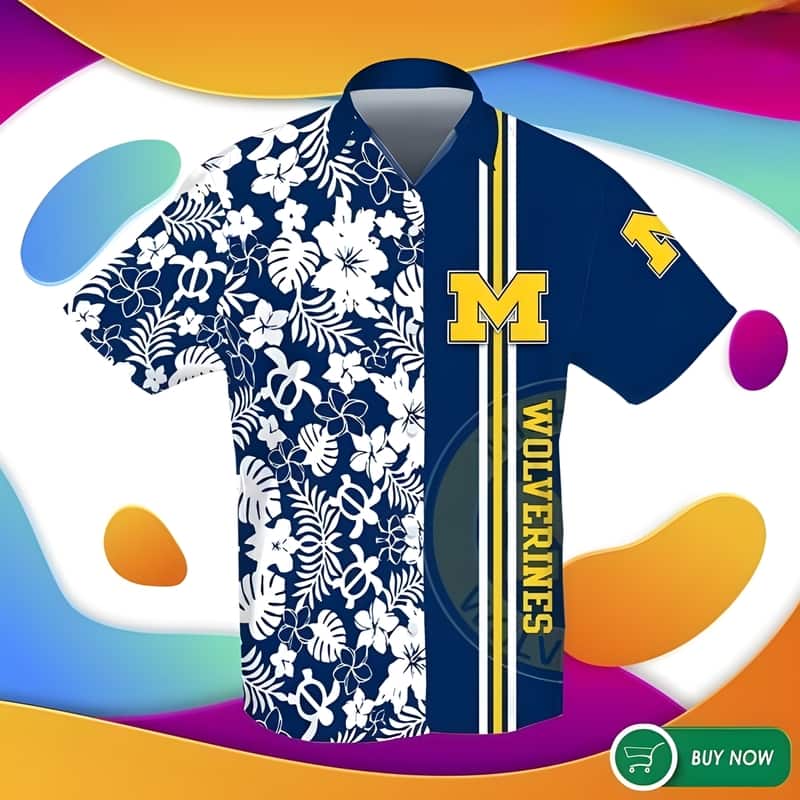 NCAA Michigan Wolverines Hawaiian Shirt Tropical Flower Pattern NCAA Michigan Wolverines Hawaiian Shirt Tropical Flower Pattern