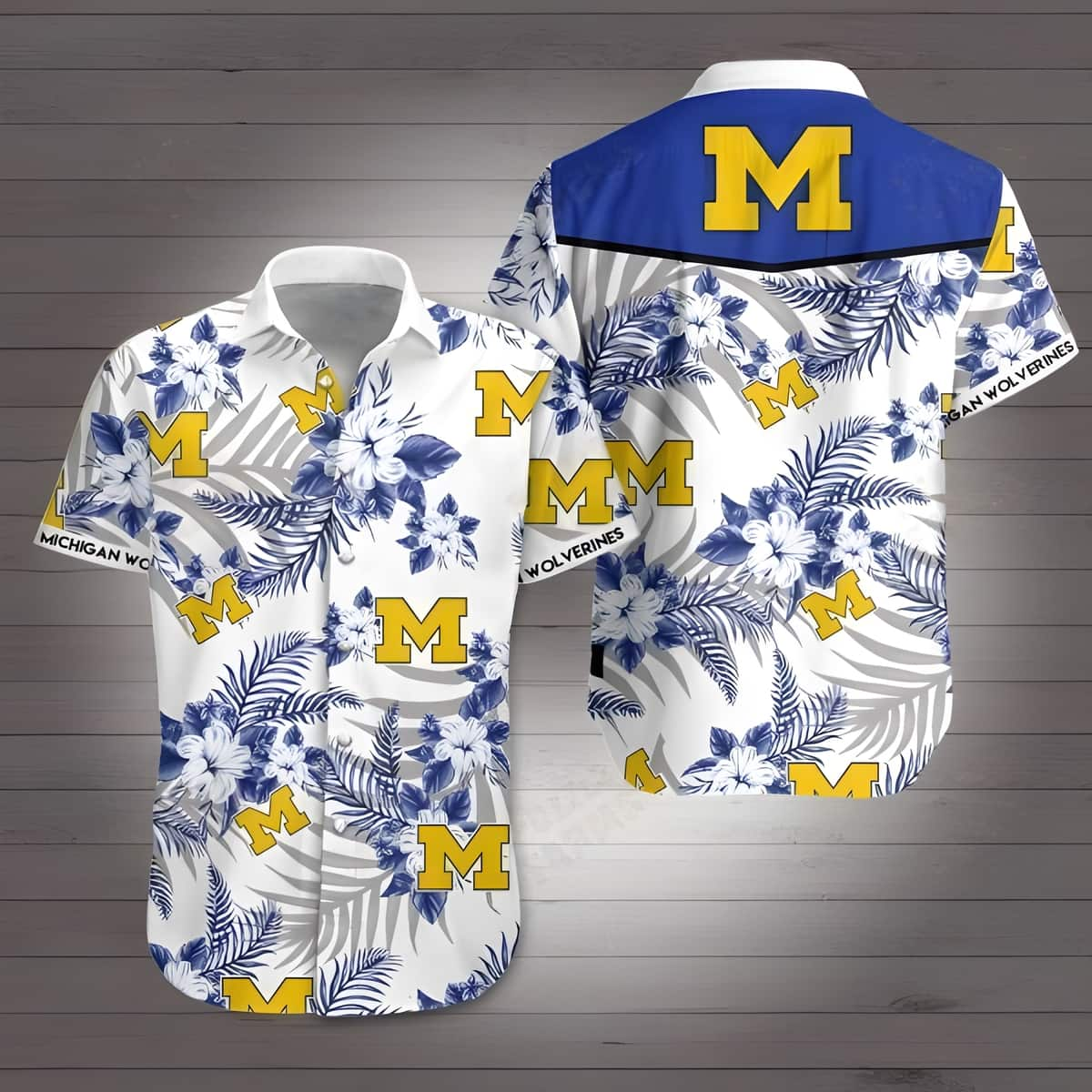 Michigan Wolverines Hawaiian Shirt Tropical Flower Pattern