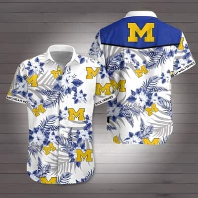 Michigan Wolverines Hawaiian Shirt Tropical Flower Pattern Michigan Wolverines Hawaiian Shirt Tropical Flower Pattern