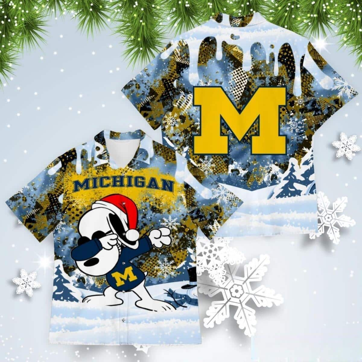 NCAA Michigan Wolverines Hawaiian Shirt Snoopy Dabbing The Peanuts