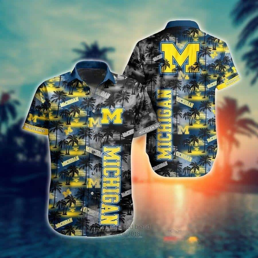 Michigan Wolverines Hawaiian Shirt Beach Pattern Summer Beach Gift