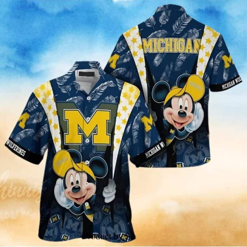 Mickey Mouse Disney Michigan Wolverines Hawaiian Shirt Best Beach Gift Mickey Mouse Disney Michigan Wolverines Hawaiian Shirt Best Beach Gift