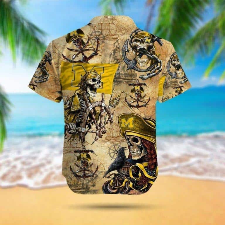 Michigan Wolverines Hawaiian Shirt Pirates Skull Beach Vacation Gift Michigan Wolverines Hawaiian Shirt Pirates Skull Beach Vacation Gift