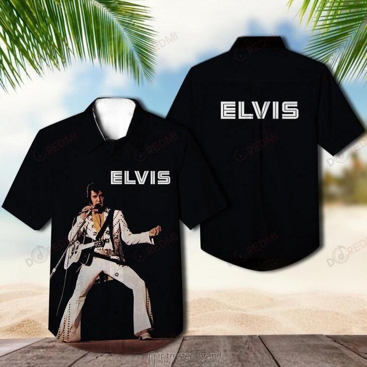 Black Aloha Elvis Presley Hawaiian Shirt Birthday Gift For Music Lovers