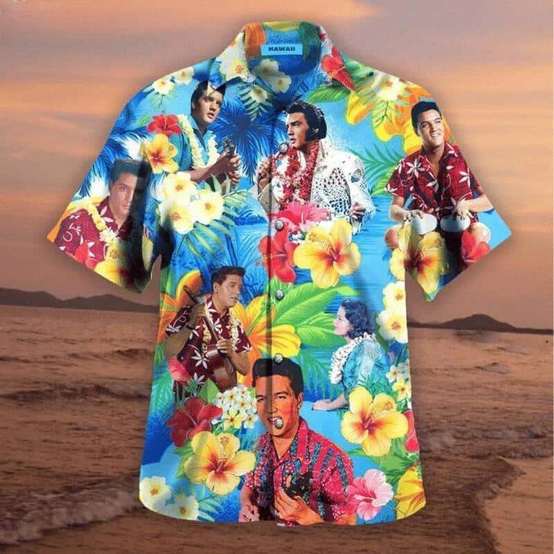 The King Elvis Presley Hawaiian Shirt Hibiscus Flowers Pattern All Over Print The King Elvis Presley Hawaiian Shirt Hibiscus Flowers Pattern All Over Print