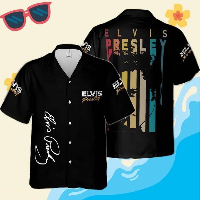 Black Aloha The King Elvis Presley Hawaiian Shirt Rock Music Gift